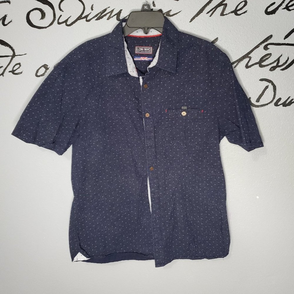 LON NYC Men's Short Sleeve Button Down Shirt, M